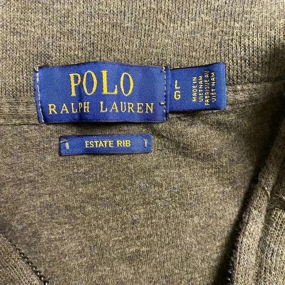 Polo Ralph Lauren Sweater 1/4 Zip Pullover Estate Rib Olive Green Size Large - Picture 2 of 6